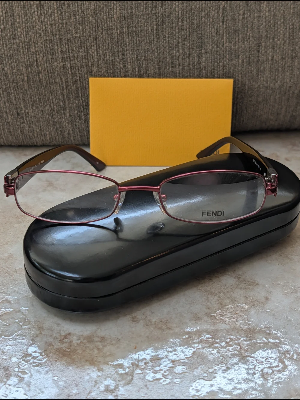 Fendi Rectangular Pink/Burgundy Eyeglasses w Case & Authentication Card New